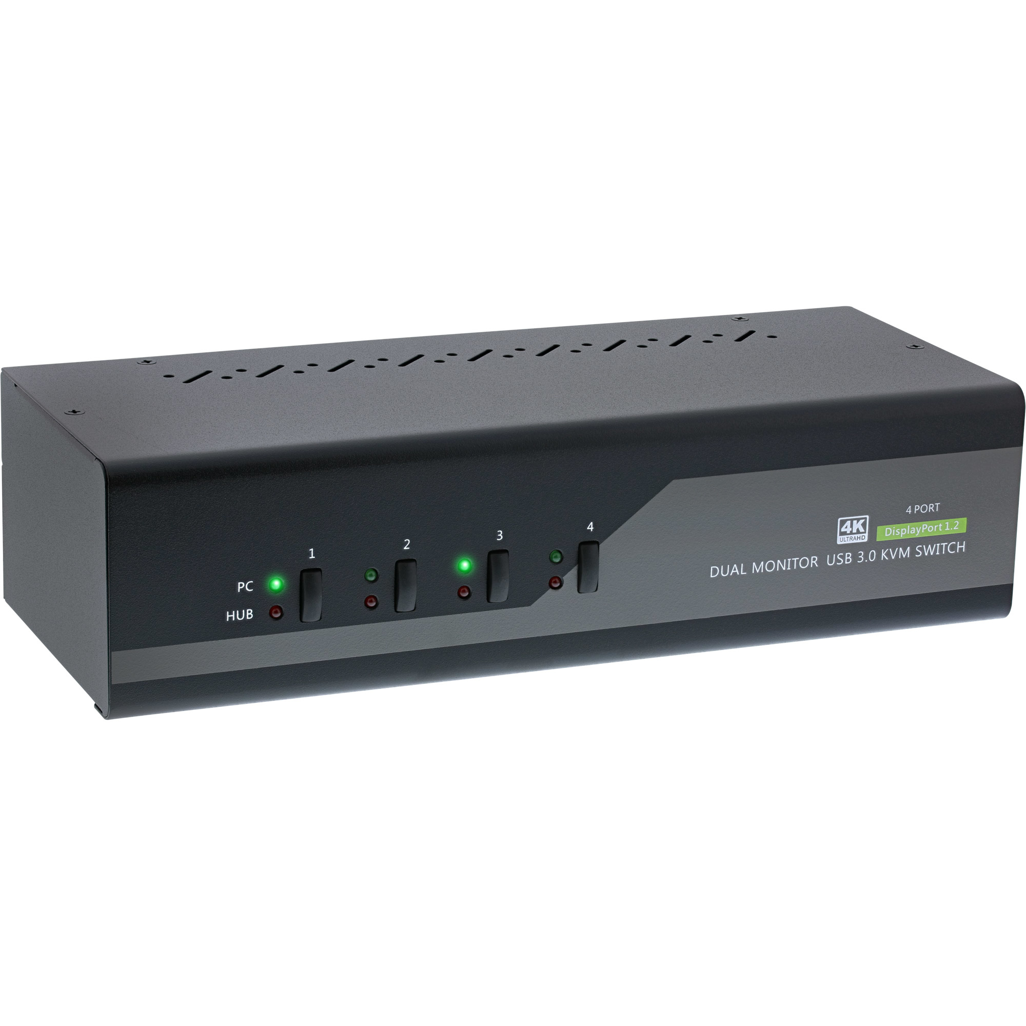 InLine KVM Desktop Switch, 4-port, Dual-Monitor DP 1.2, 4K, USB 3.0, Audio – image 1