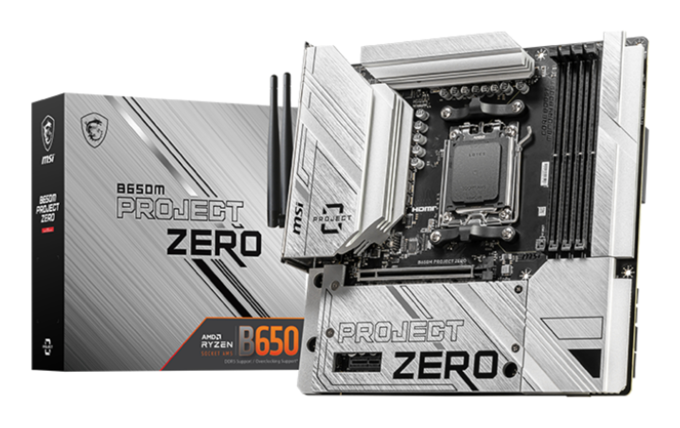 Tarjeta Madre MSI B650M PROJECT ZERO - Socket AM5 - 4xDDR5 - 4800/6400/7600MHz - HDMI - DisplayPort - USB 2.0/3.2 - Micro ATX - B650M PROJECT ZERO