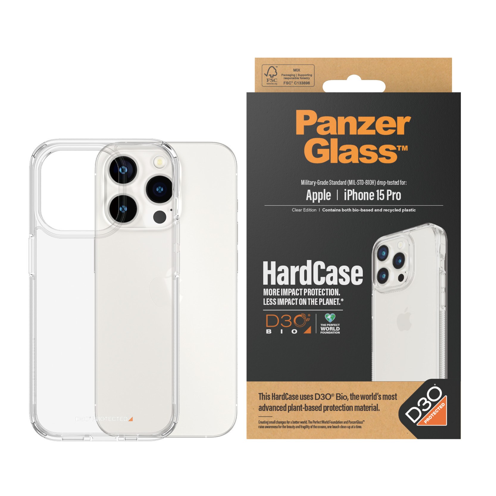 PanzerGlass® HardCase Transparent w. D3O® iPhone 15 Pro – image 2