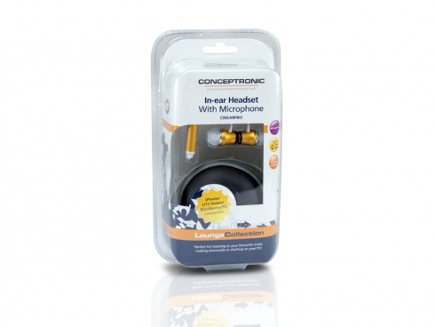 Conceptronic CINEARPRO headphones/headset Wired In-ear Calls/Music Gold, White – image 4