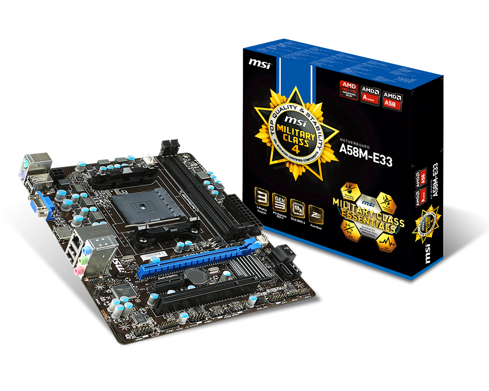 MSI A58M-E33 AMD A58 Socket FM2+ micro ATX