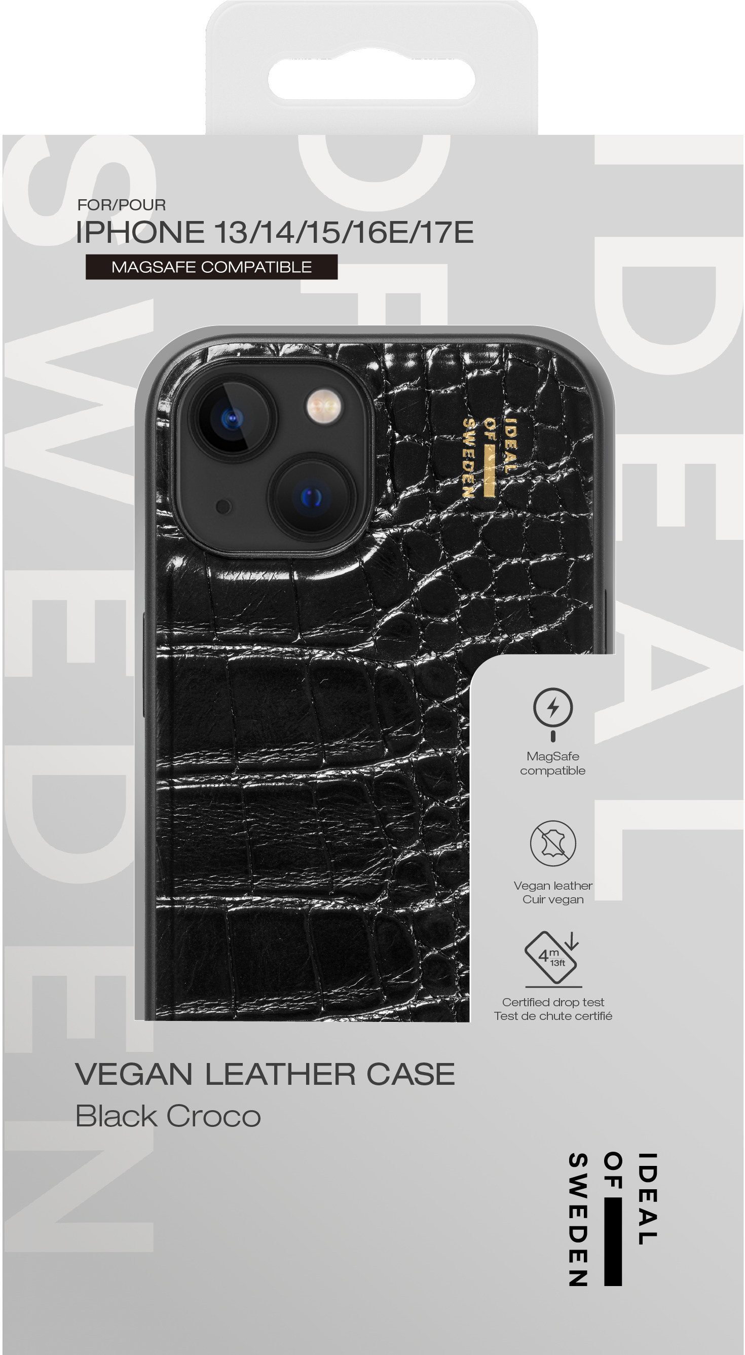 iDeal of Sweden Vegan Leather Case MagSafe iPhone 13 / 14 / 15 / 16e / 17e Black Croco – image 4