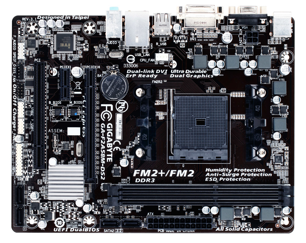 GIGABYTE GA-F2A58M-DS2 motherboard AMD A58 Socket FM2+ micro ATX – image 1