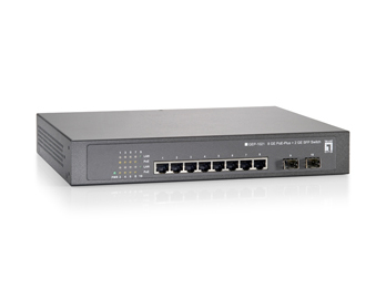 LevelOne 8 GE PoE-Plus + 2 GE SFP Switch, 250W