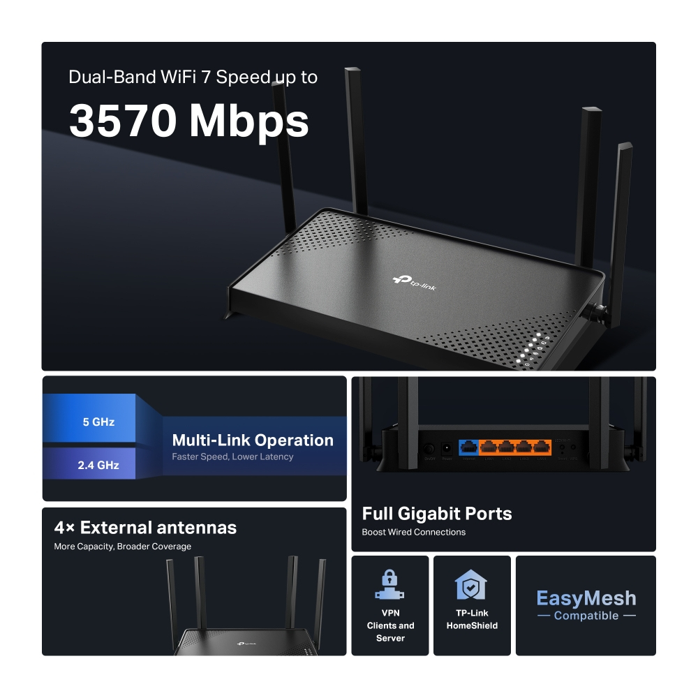 TP-Link Archer BE220 wireless router Gigabit Ethernet Dual-band (2.4 GHz – image 4