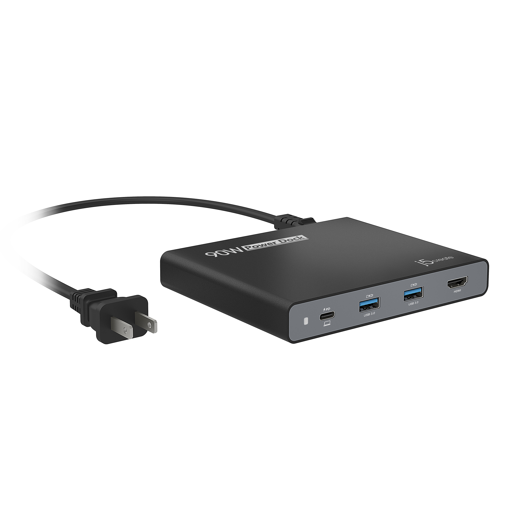 j5create JCDP392 90W Built-in USB-C™ Travel Dock - UK, includes 1x HDMI port and 3x USB ports, Black – image 9