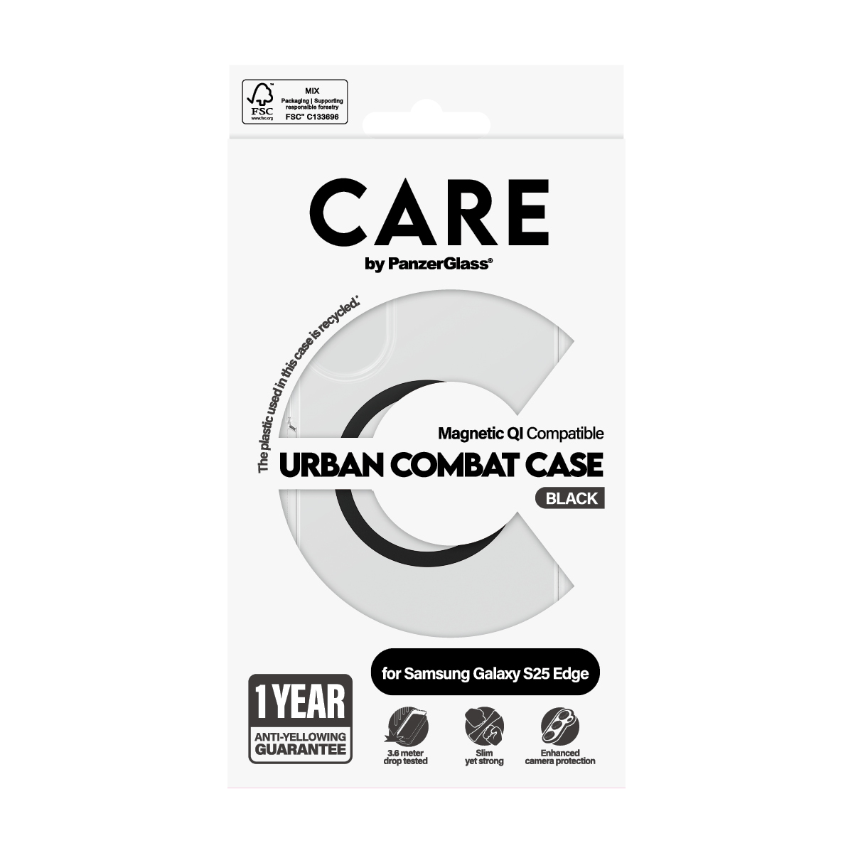PanzerGlass CARE™ by PanzerGlass® Urban Combat Case Transparent w. Black Qi Compatible Samsung S25 Edge – image 3