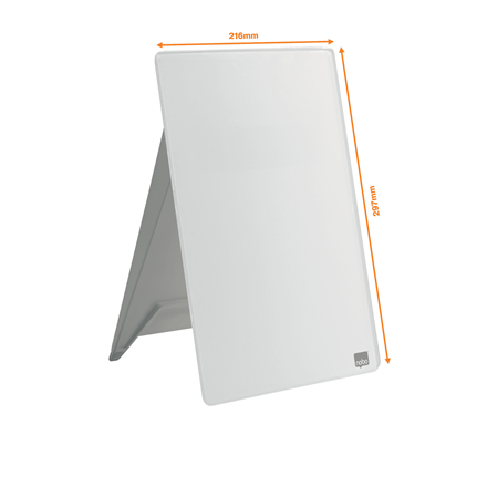 nobo Glazen notitiebord Diamond Glass Desktop (b x h) 216 mm x 297 mm Stralend wit Incl. tafelstandaard, Incl. boardmarker – Foto 5 van 5