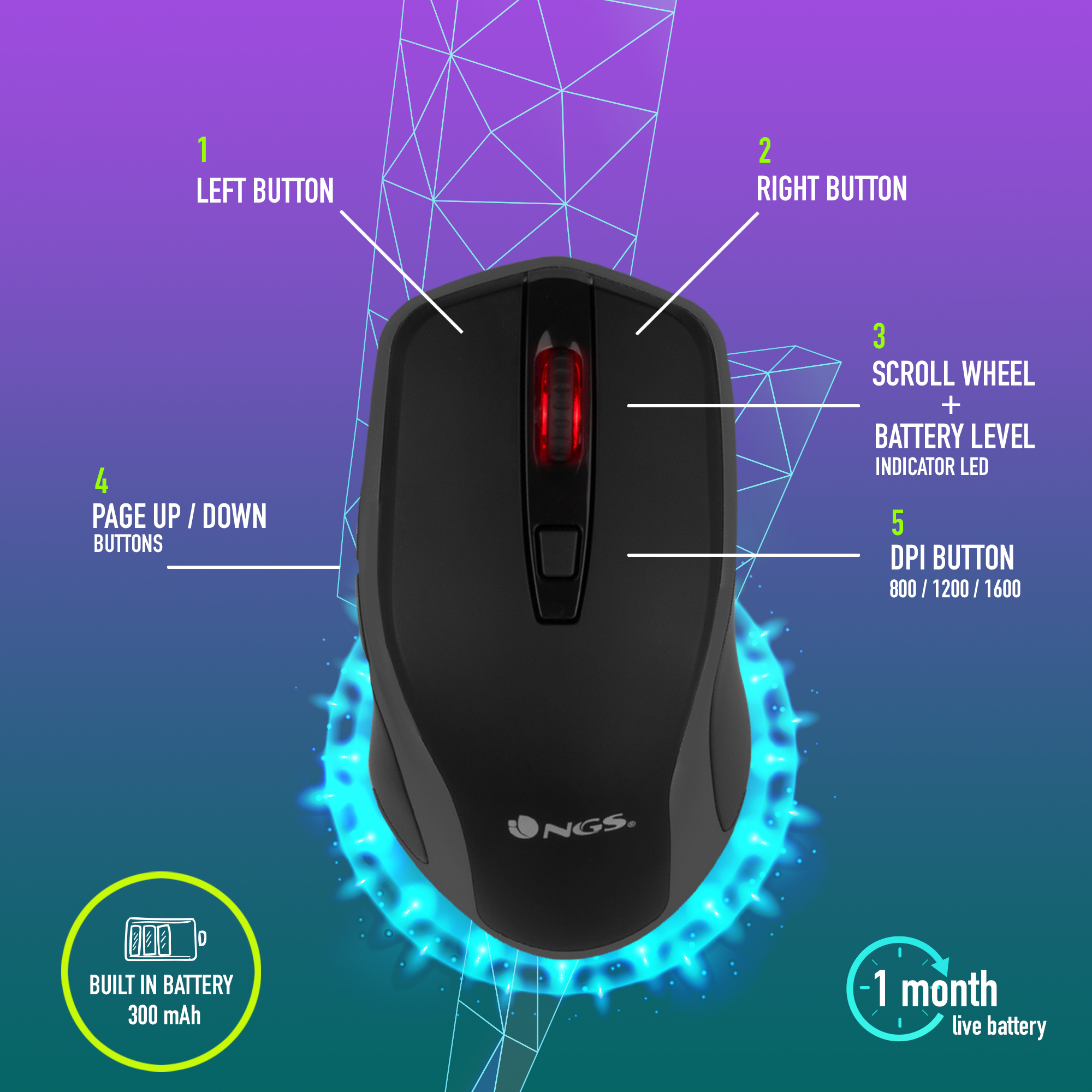 NGS CruiseKit mouse Travel Right-hand Optical 1600 DPI – image 8
