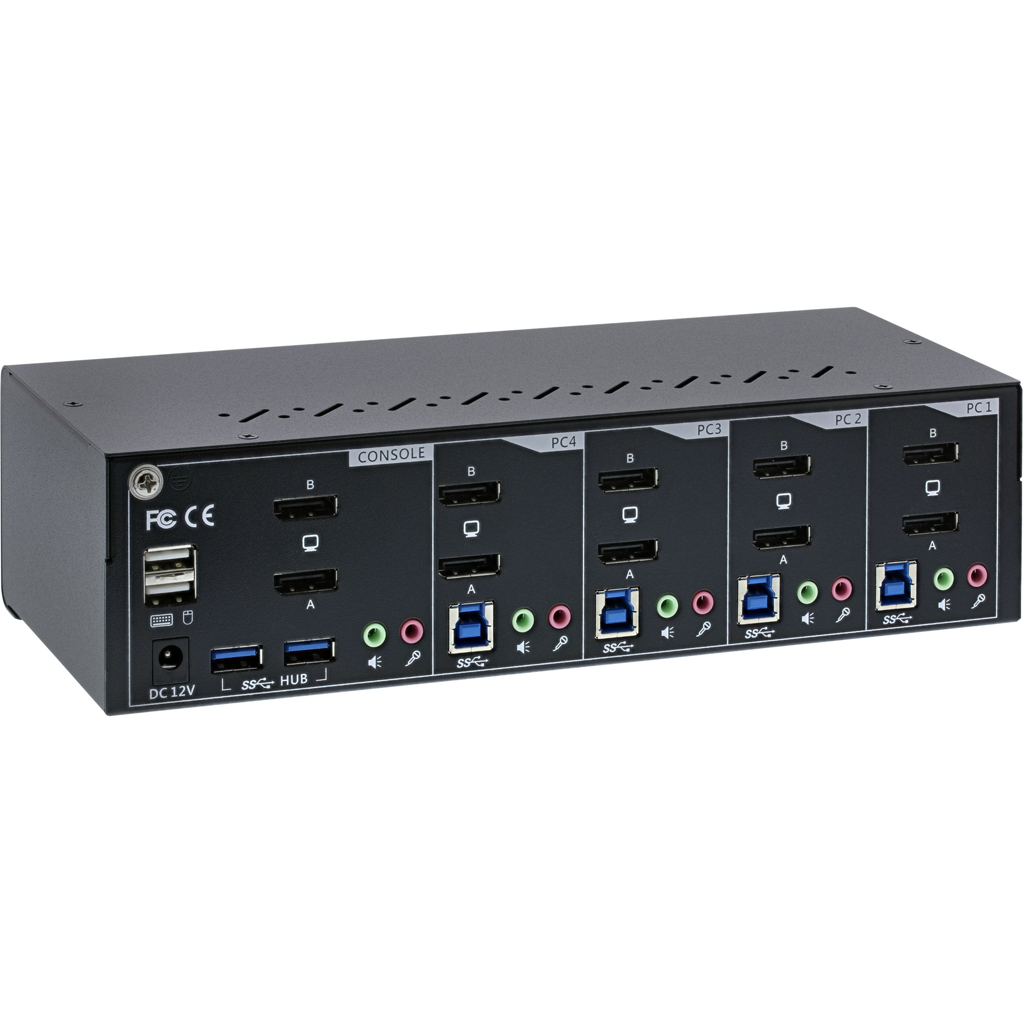 InLine KVM Desktop Switch, 4-port, Dual-Monitor DP 1.2, 4K, USB 3.0, Audio – image 2