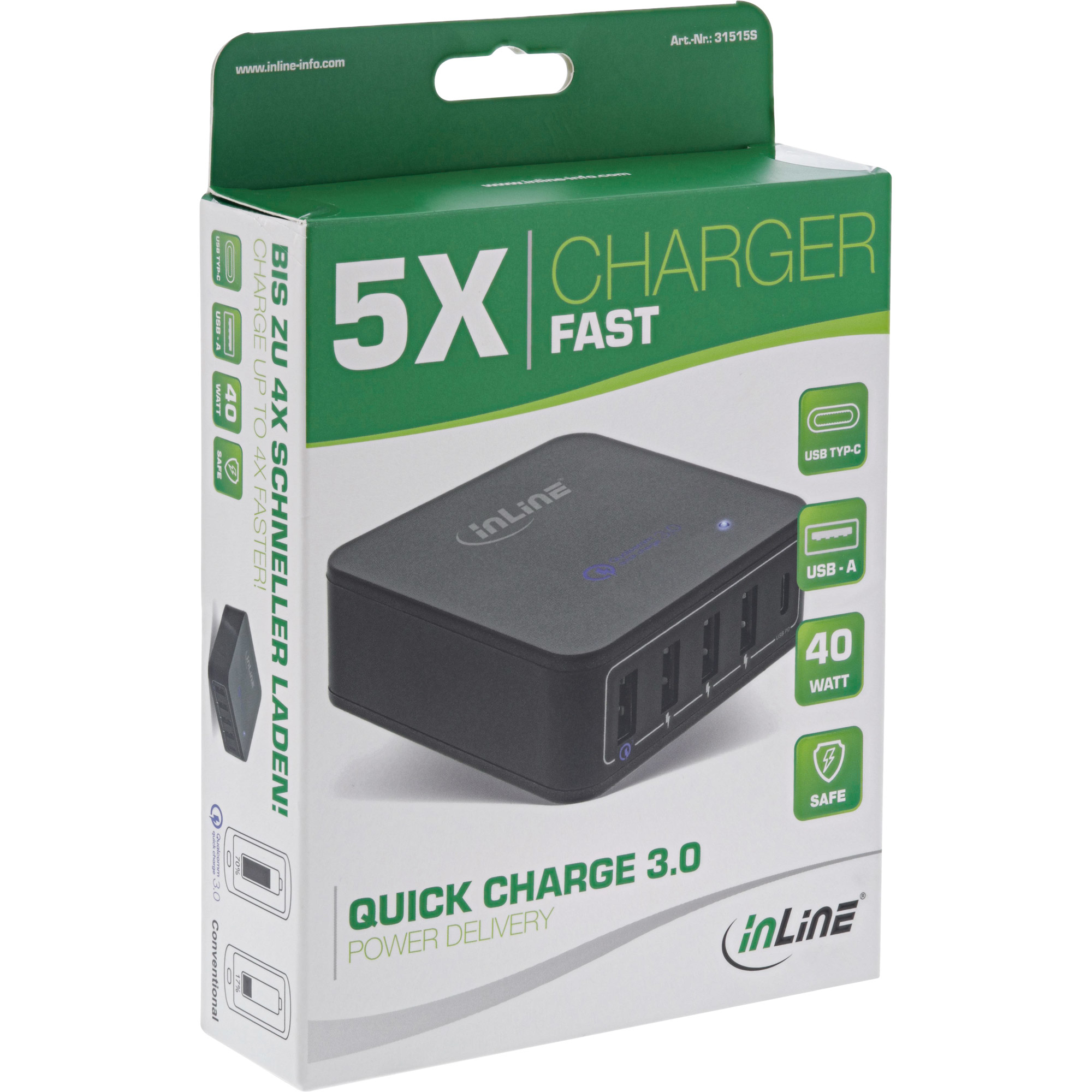 InLine 31515A mobile device charger Mobile phone Black AC Fast charging – image 8