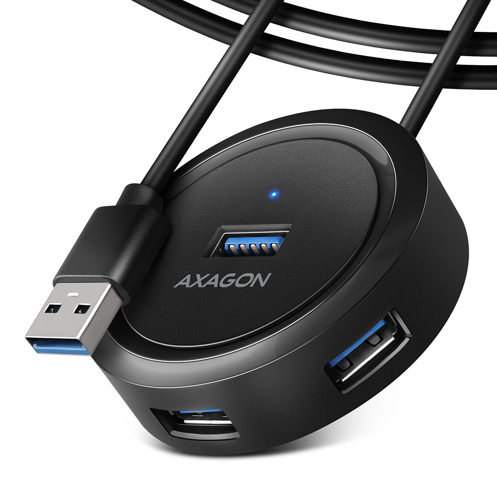 Axagon HUE-P1AL interface hub USB 3.2 Gen 1 (3.1 Gen 1) Type-A 5000 Mbit/s Black – image 1