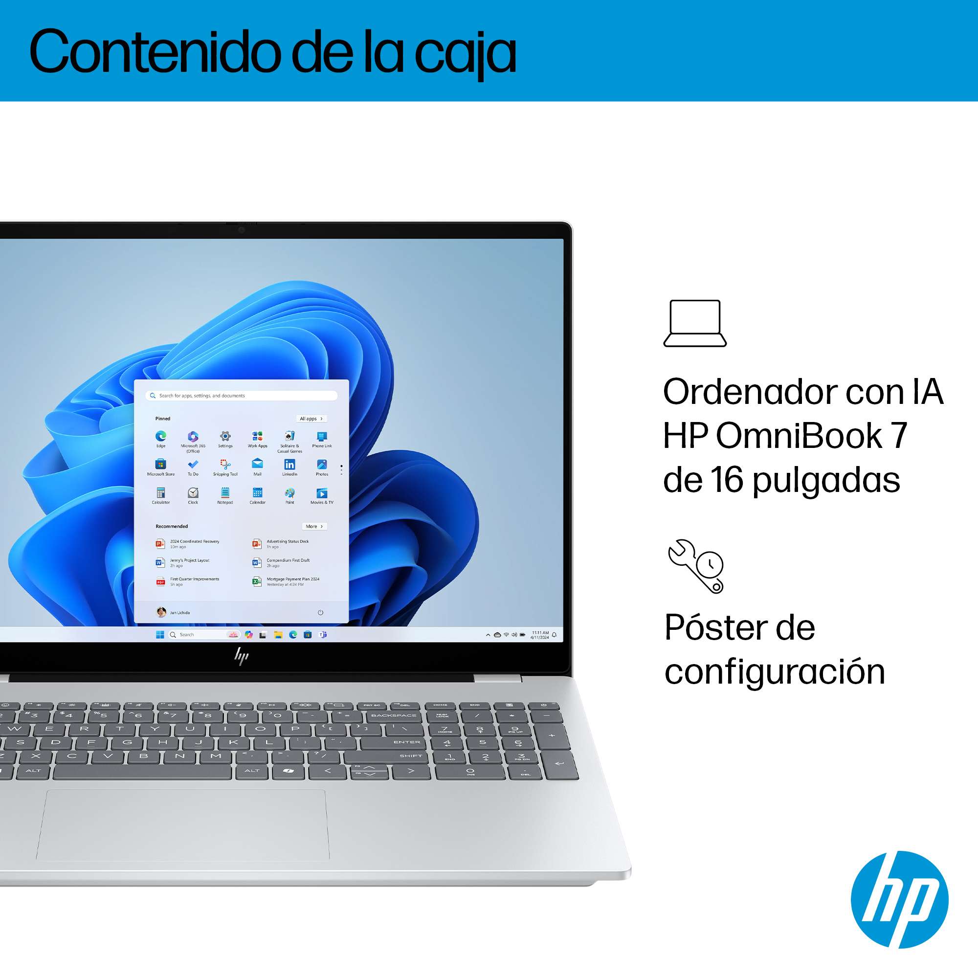 Portátil - HP OmniBook 7 AI 16-ay0002ns, 16" 2K, Intel® Core™ Ultra 255H, 32GB RAM, 1TB SSD, GeForce RTX 4050, Windows 11 Home PC, Plateado - imagen 6