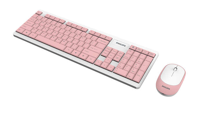 Philips SPT6314P/93 keyboard Mouse included Universal RF Wireless + USB QWERTY English Pink, White – image 3