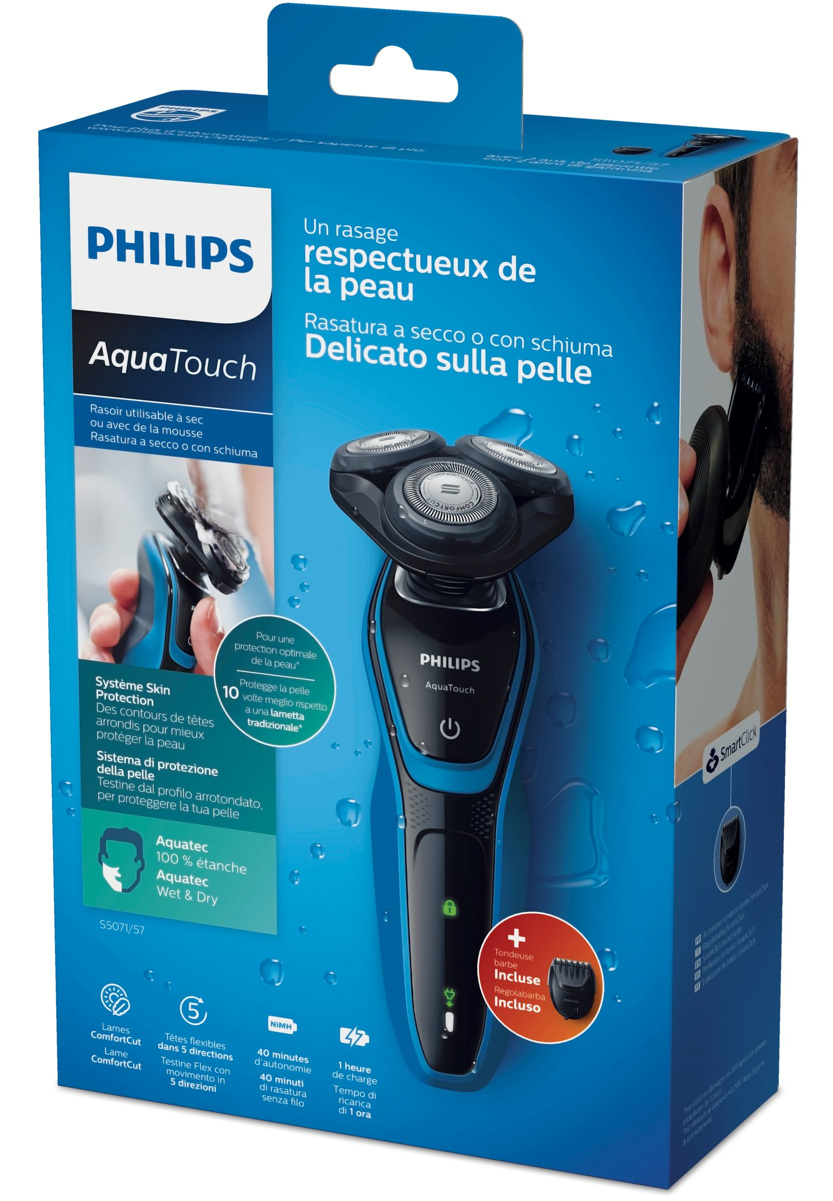 Philips AquaTouch S5071/57 men's shaver Rotation shaver Black, Blue – image 2