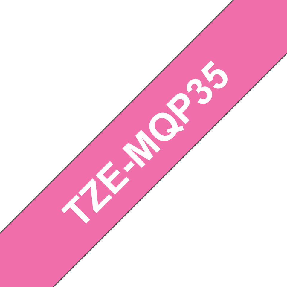 Cinta Brother TZEMQP35 - Texto Blanco sobre Fondo Rosa - 12mm x 5mts. - TZEMQP35