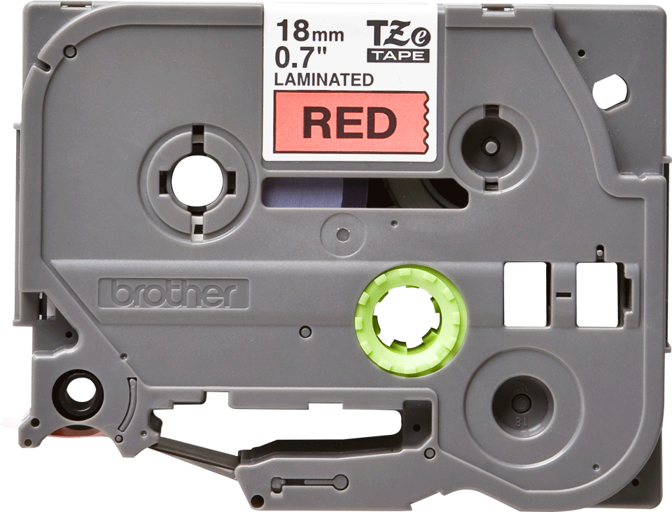 Cinta Brother TZE441 - Texto Negro sobre Fondo Rojo - 18 mm x 8mts. - Laminada - TZE441