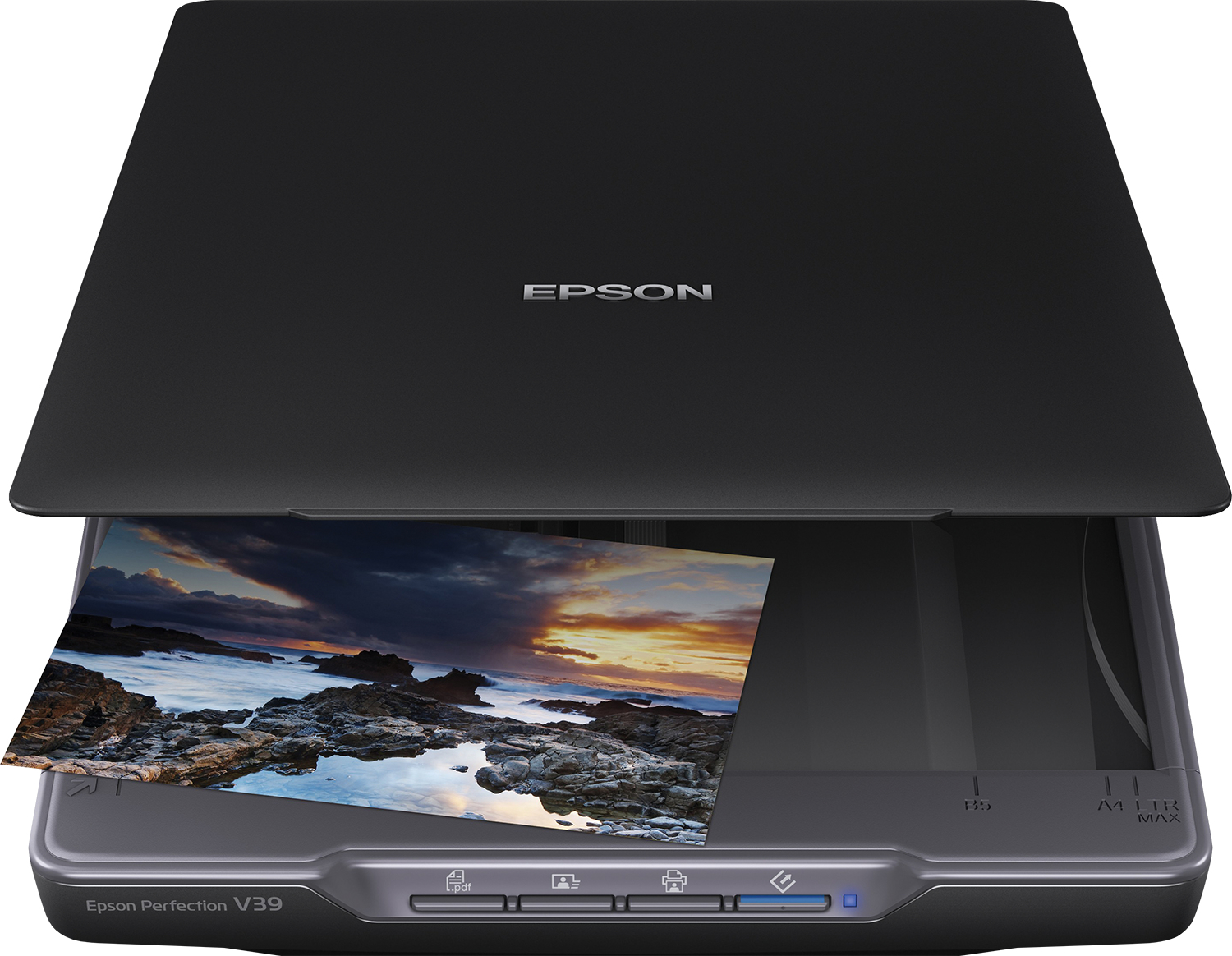 Epson Perfection V39 II. Maximum scan size: 216 x 297 mm, Optical scanning resolution: 4800 x 4800 DPI, Input colour depth