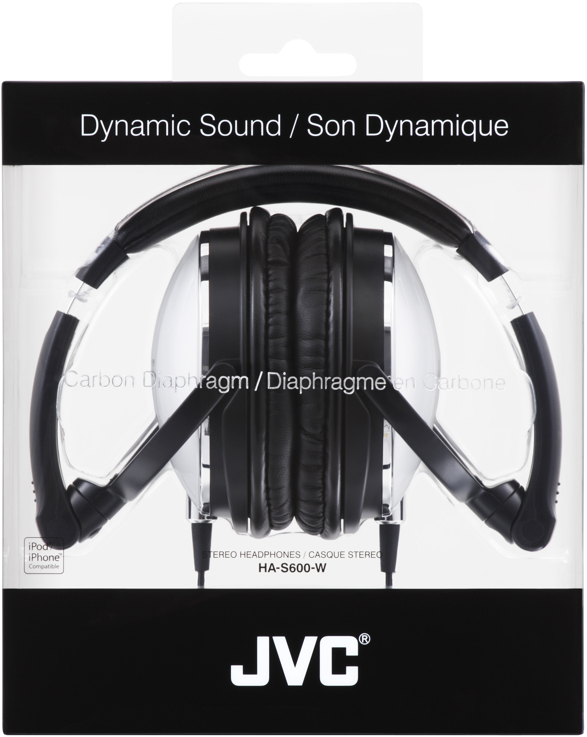 JVC HA-S600-W headphones/headset Wired Head-band Black, White – image 2