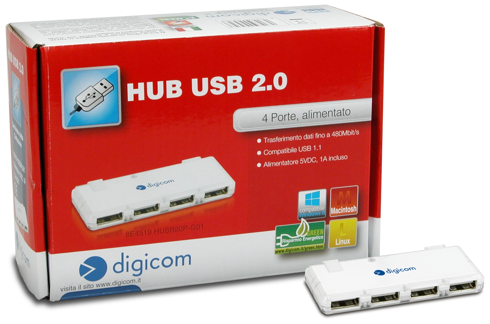 Digicom HUSB20P-G01 480 Mbit/s White – image 2