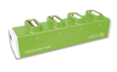 Techly IUSB2-HUB4-201G interface hub 480 Mbit/s Green