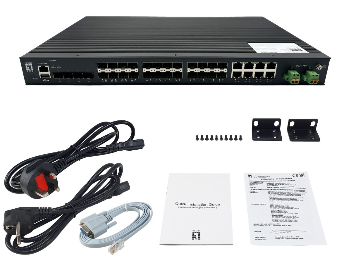 LevelOne 28-Port L2 Plus Managed Gigabit Fiber Industrial Switch – image 4