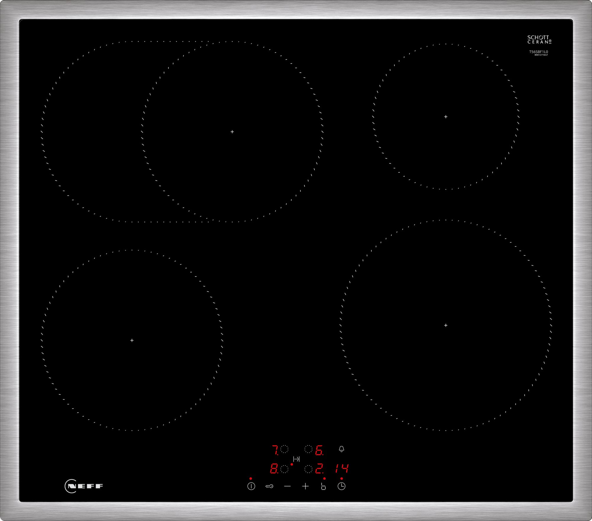 Neff T56SBF1L0 piano cottura Nero Da incasso 60 cm Piano cottura a induzione 4 Fornello(i)