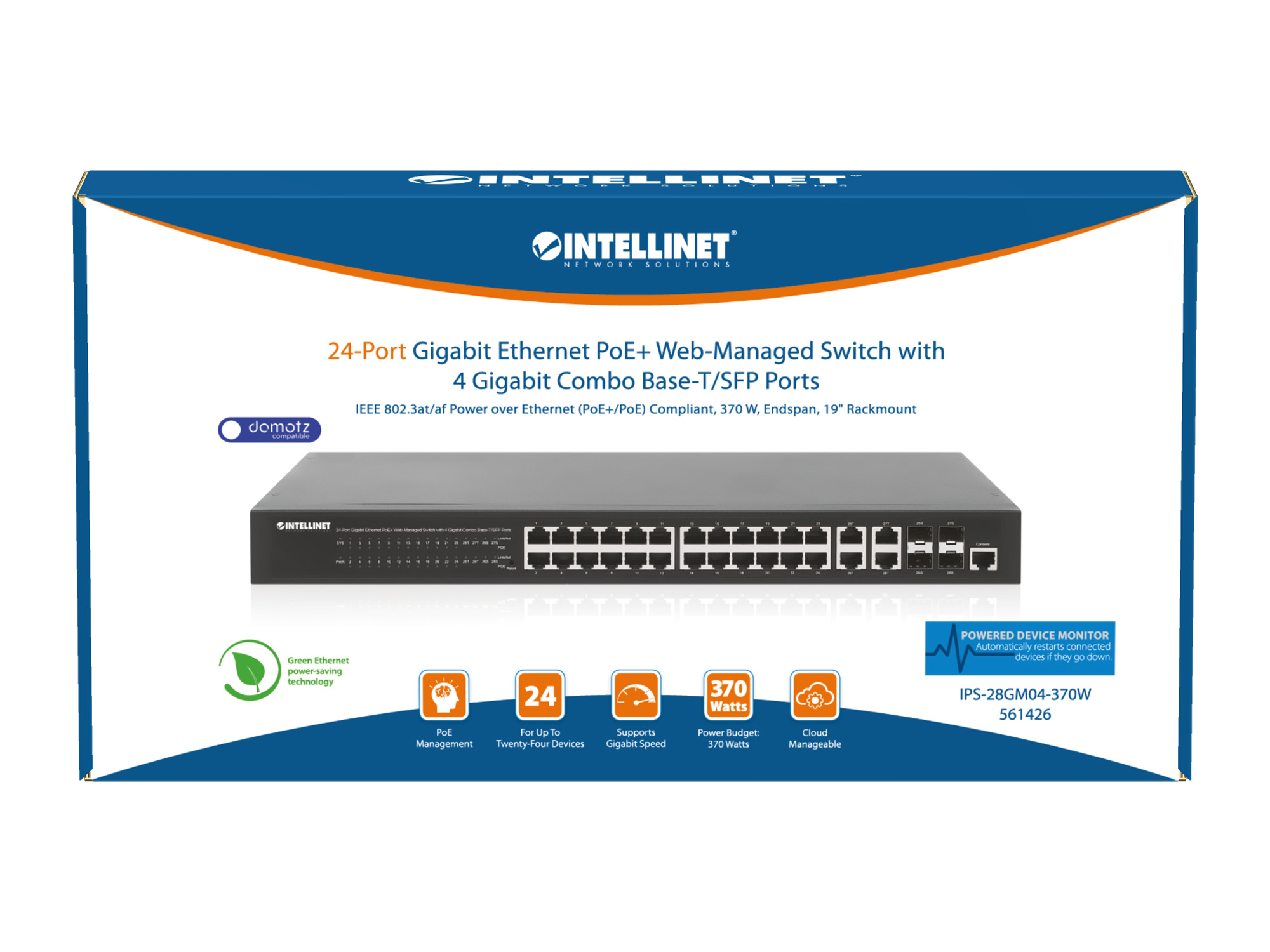 Intellinet 24-Port Gigabit Ethernet PoE+ Web-Managed Switch with 4 Gigabit Combo Base-T/SFP Ports, IEEE 802.3at/af Power over Ethernet (PoE+/PoE) Compliant, 370 – image 8