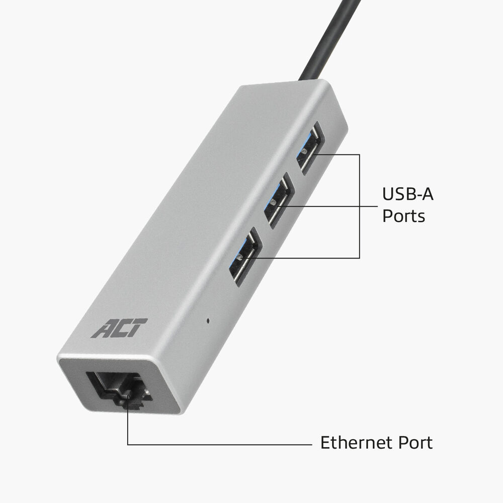 ACT USB-C hub 3.0, 3x USB-A, Gigabit ethernet – image 3