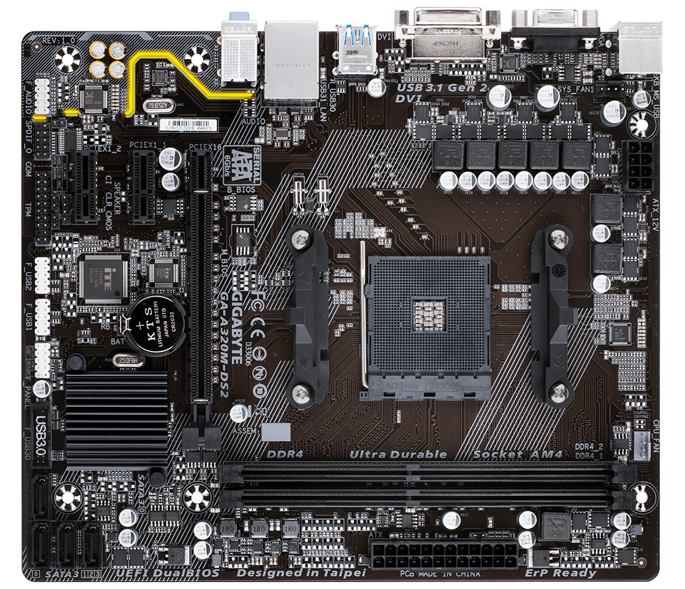 GIGABYTE GA-A320M-DS2 motherboard AMD A320 Socket AM4 micro ATX – image 2