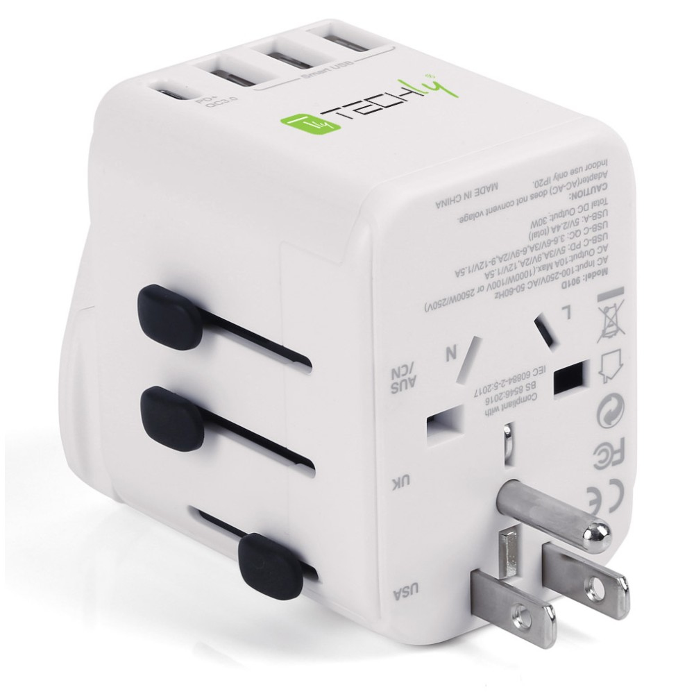 Techly Travel Adapter 3 Port USB-A + 1 USB-C White – image 5