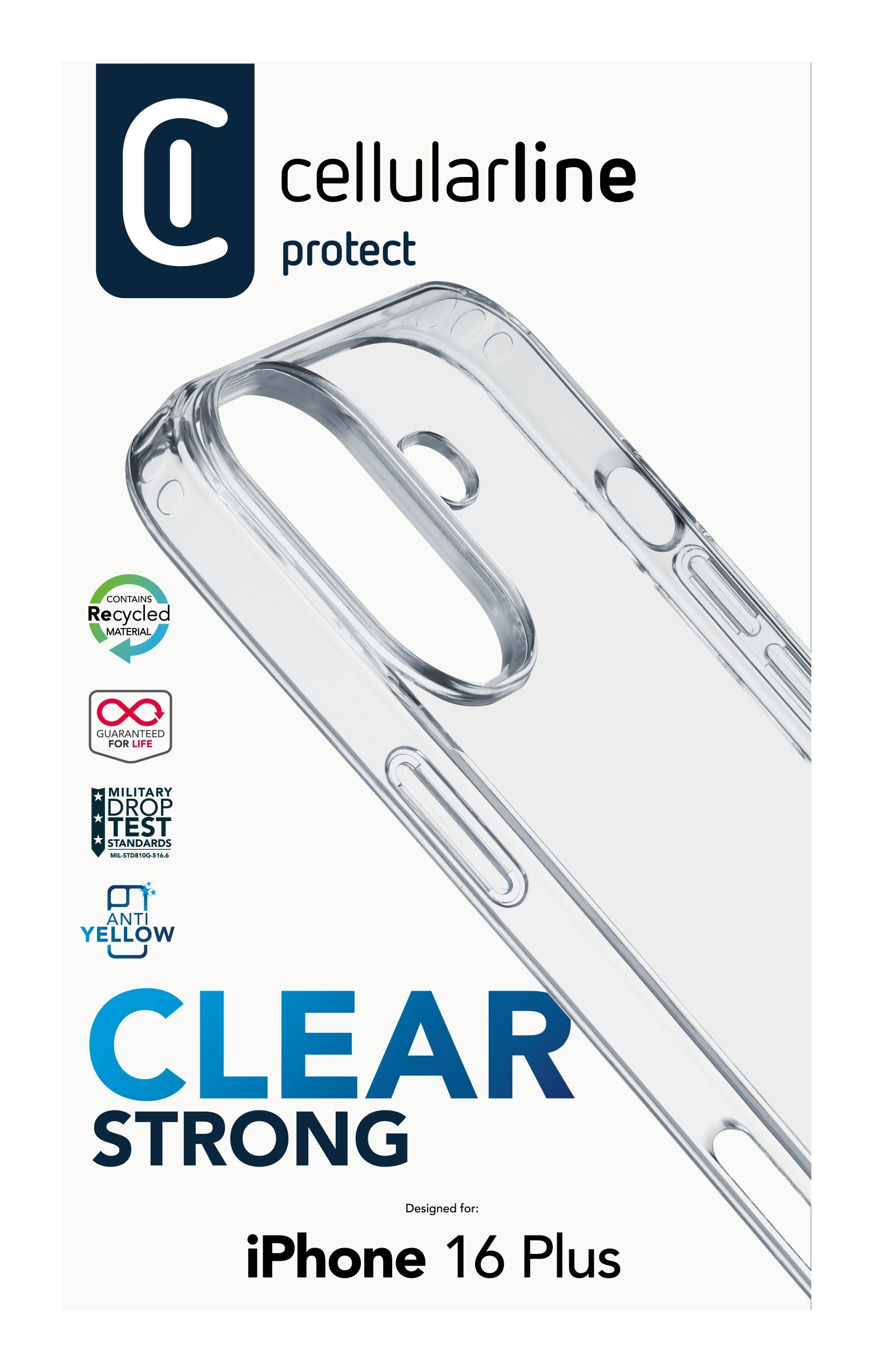 Clear Strong - iPhone 16 Plus Starre Schutzhülle mit Gummirändern