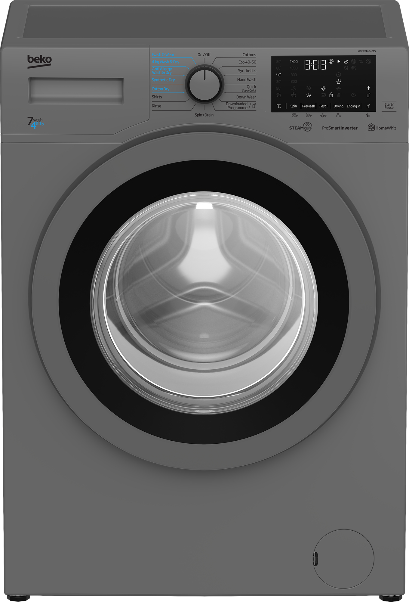 Beko WDER7440421S washer dryer Freestanding Front-load Silver