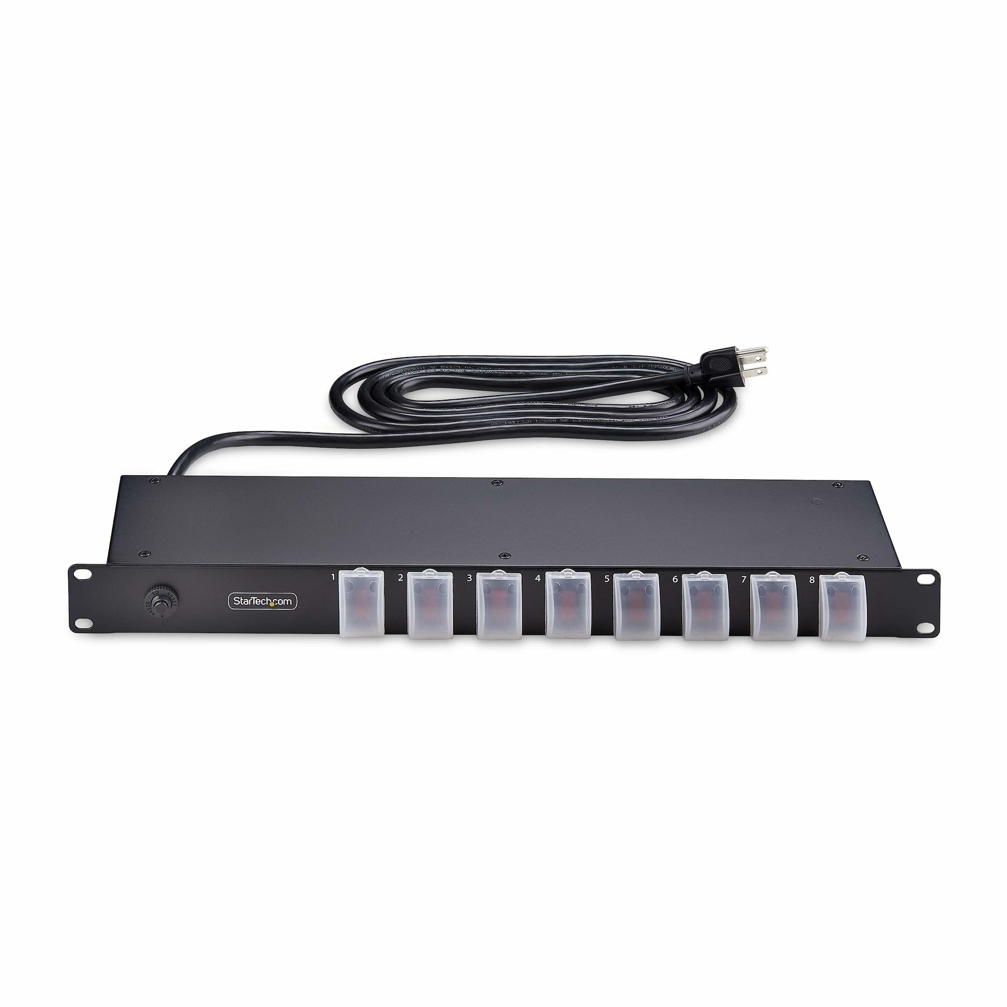 StarTech.com 8-Outlet Horizontal Rack Mount PDU, 1U Power Strip, Individual Outlet On/Off Switches w/Covers, 15A Circuit Breaker, 8ft/2.4m Cord, NEMA 5-15P/R, T – image 9
