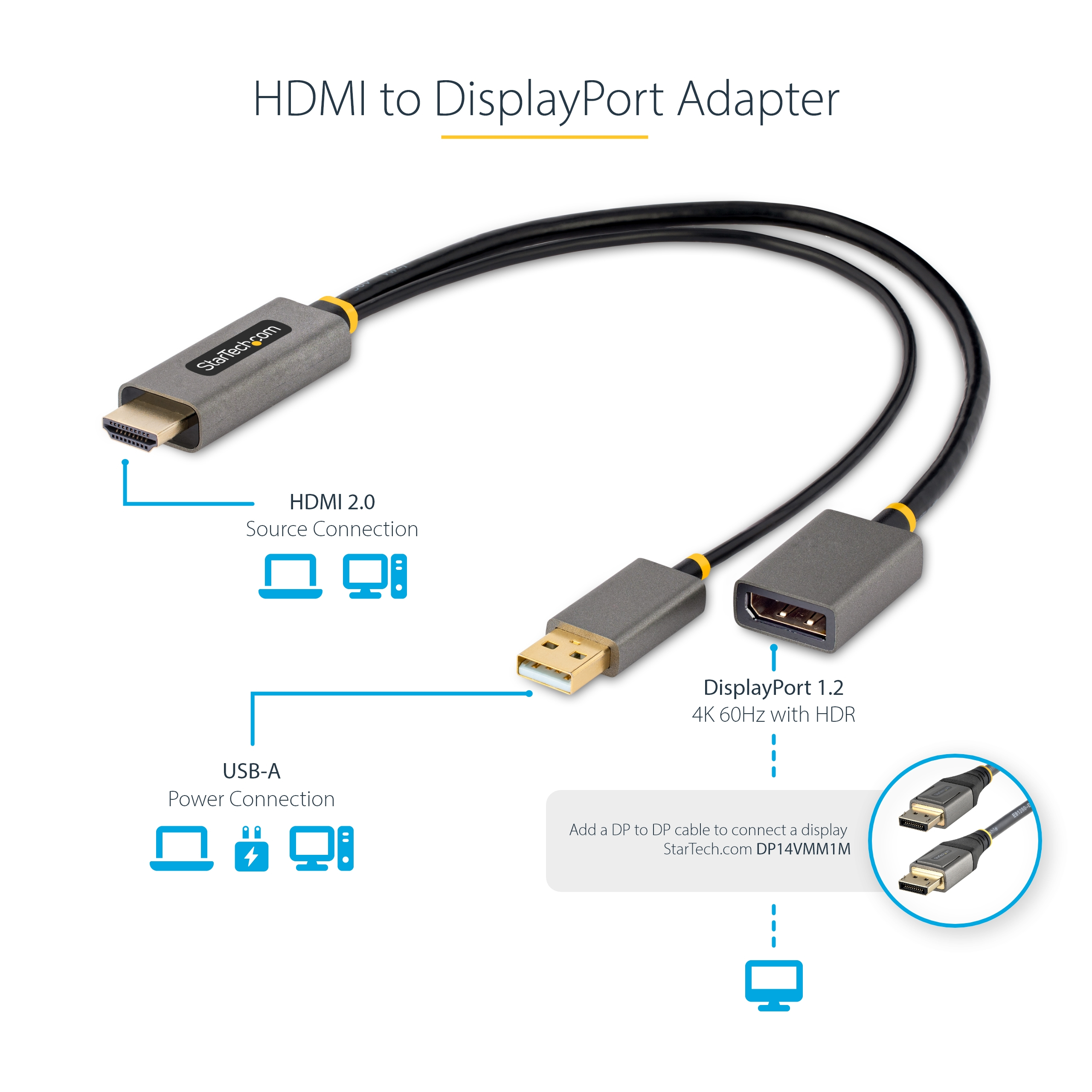 Resim StarTech.com 128-HDMI-DISPLAYPORT HDMI - DisplayPort Video Kablo Adaptörü