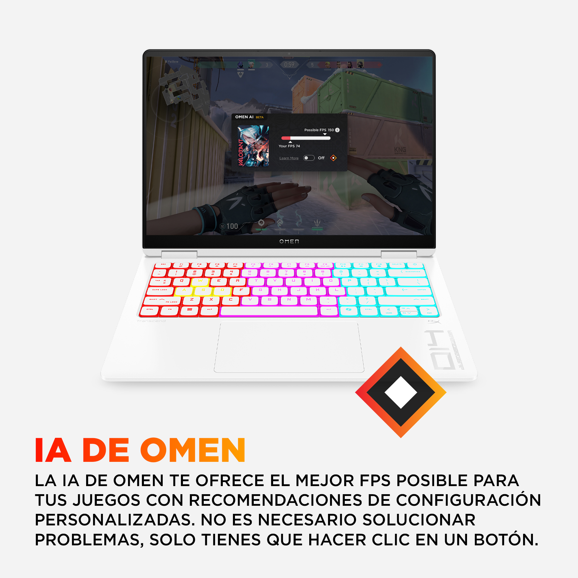 Portátil gaming - HP OMEN 14-FB1005NS, 14" 3K, Intel® Core™ Ultra 9-285H, 64 GB RAM, 1 TB SSD, GeForce RTX™ 5070, Sin sistema operativo, Blanco - imagen 11