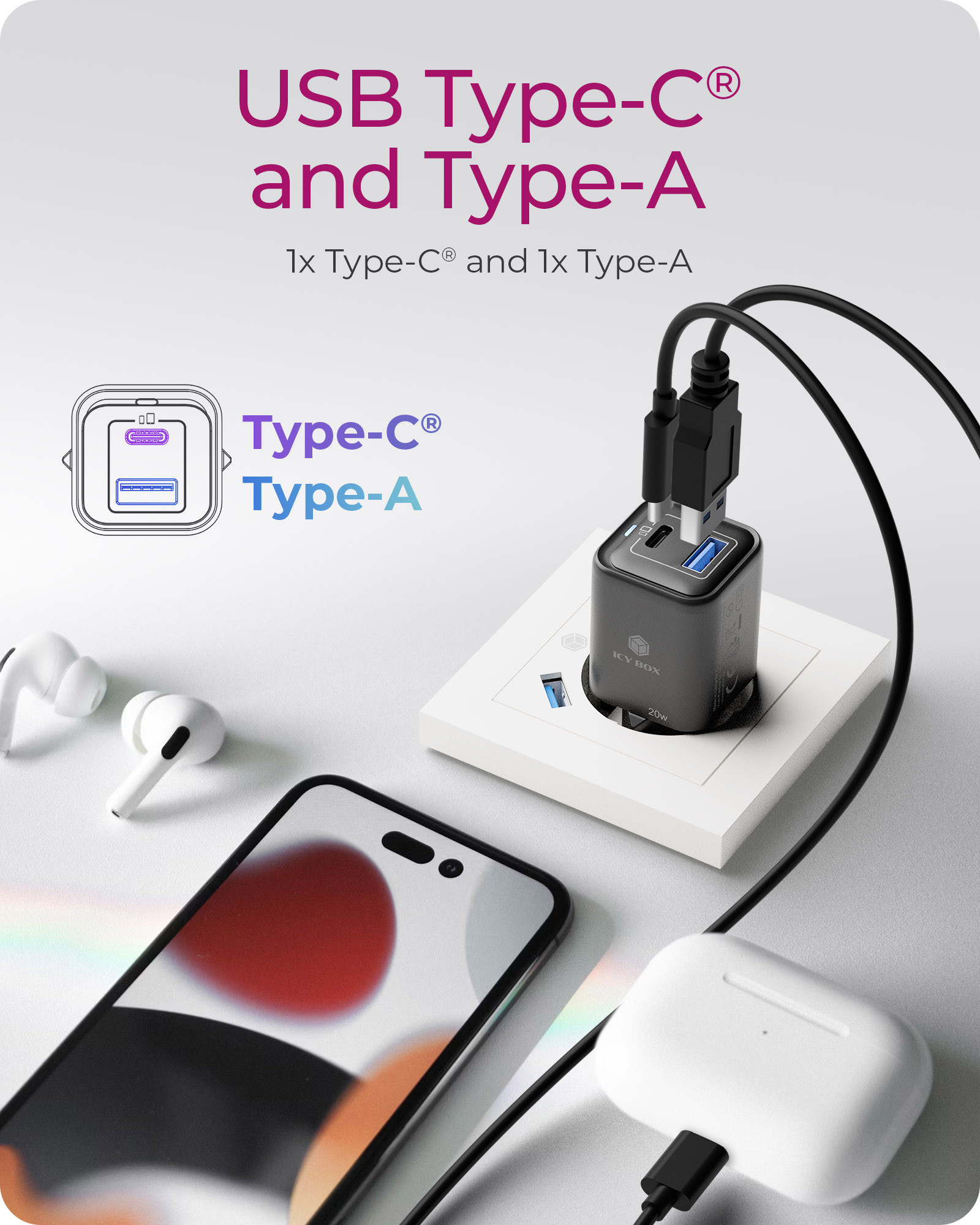 ICY BOX IB-PS1020-PD Universal Black AC Fast charging Indoor – image 3