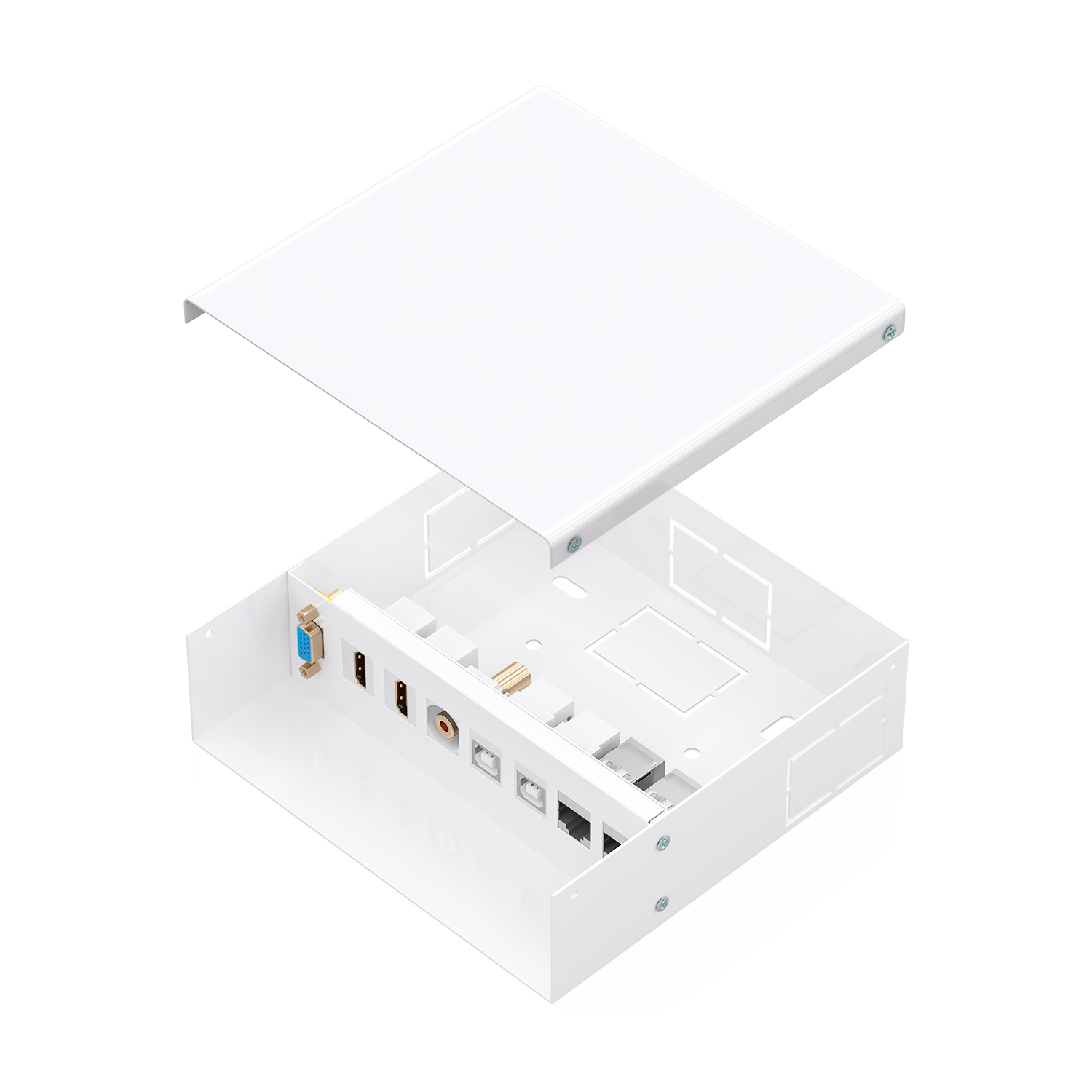 AISENS Caja de Conexiones VGA+Jack 3.5+2xHDMI+2xUSB-B+2xRJ45 Cat.6A STP, Blanco