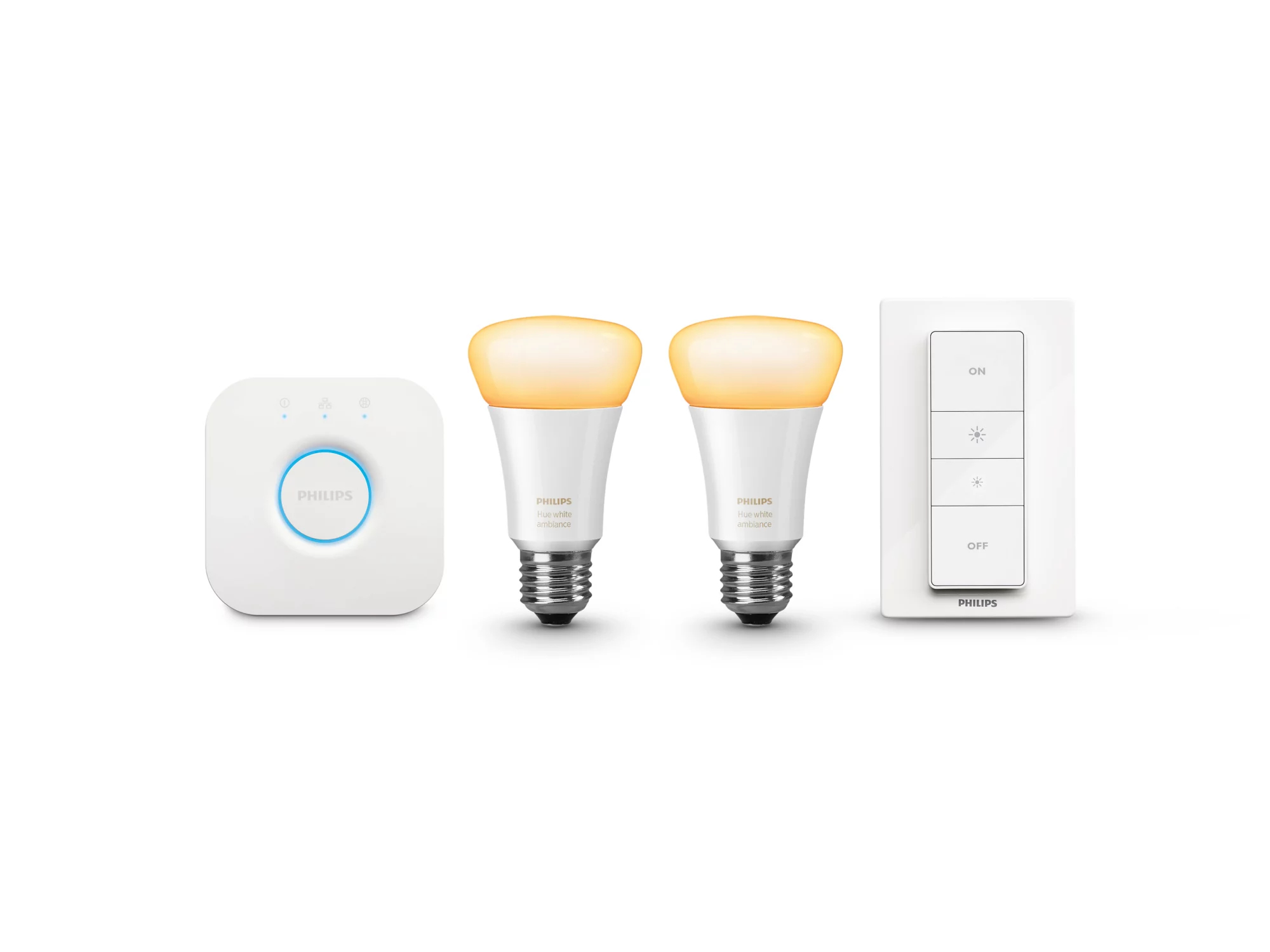 Philips Hue Starter Kit: 2 E27 Akıllı LED Ampul (60W Karşılığı), Dimmer Anahtar