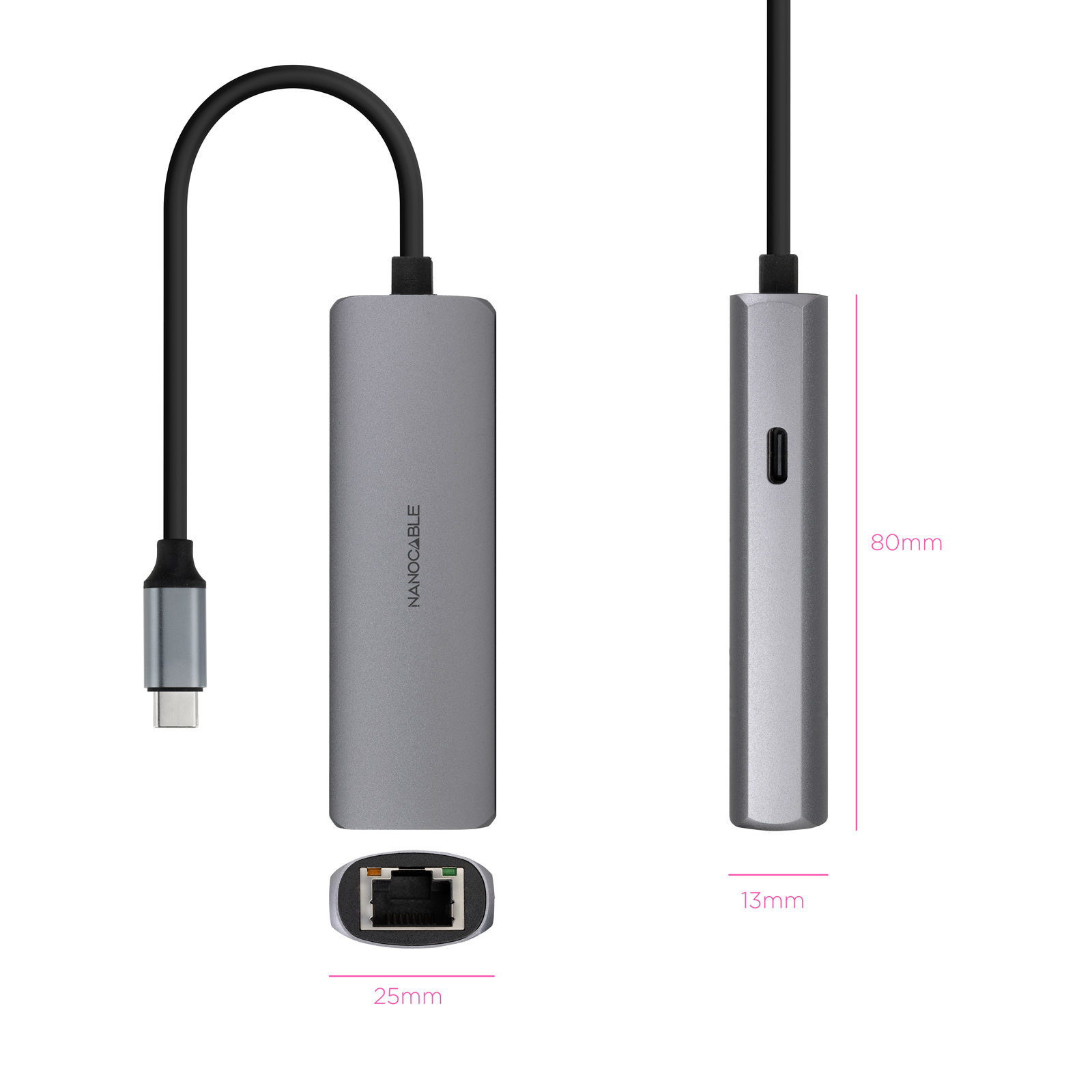 Nanocable 10.16.4603 laptop dock/port replicator Wired USB 3.2 Gen 1 (3.1 Gen 1) Type-C Grey – image 2