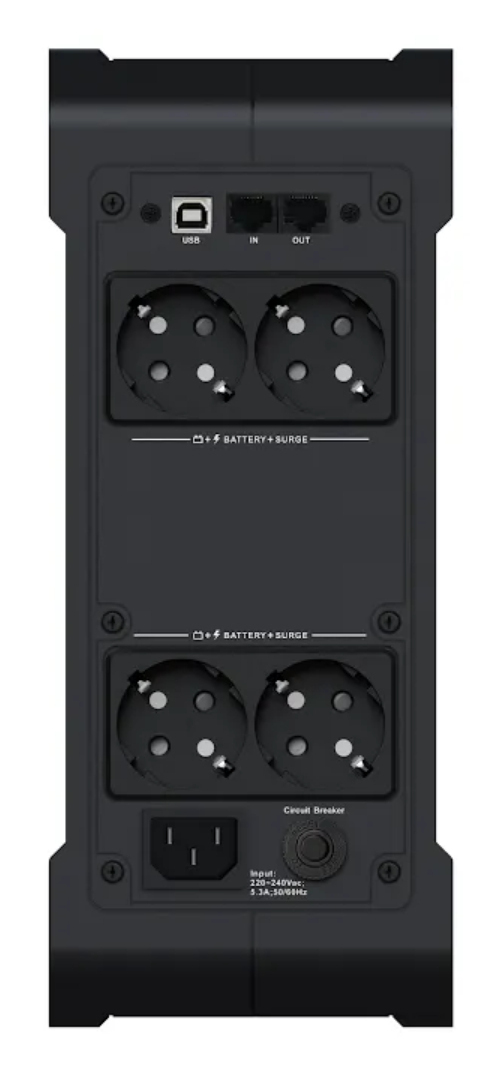 Vertiv PowerUPS 200 Line Interactive PSA6-1000IT-SCH, 1000VA/625W, AVR, USB Charging, Color LCD, User-Replaceable Battery, 4 Schuko Outlets, Three-Year Warranty – image 3