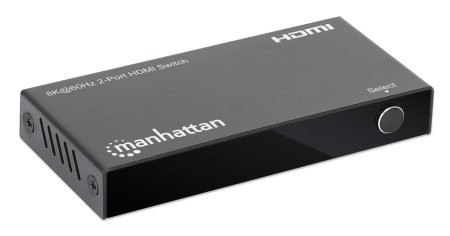 Manhattan HDMI Switch 2-Port, 8K@60Hz, Connects x2 HDMI sources to x1 display, Automatic Switching, Includes Micro-USB to USB-A power cable, Black, Three Year W – image 2