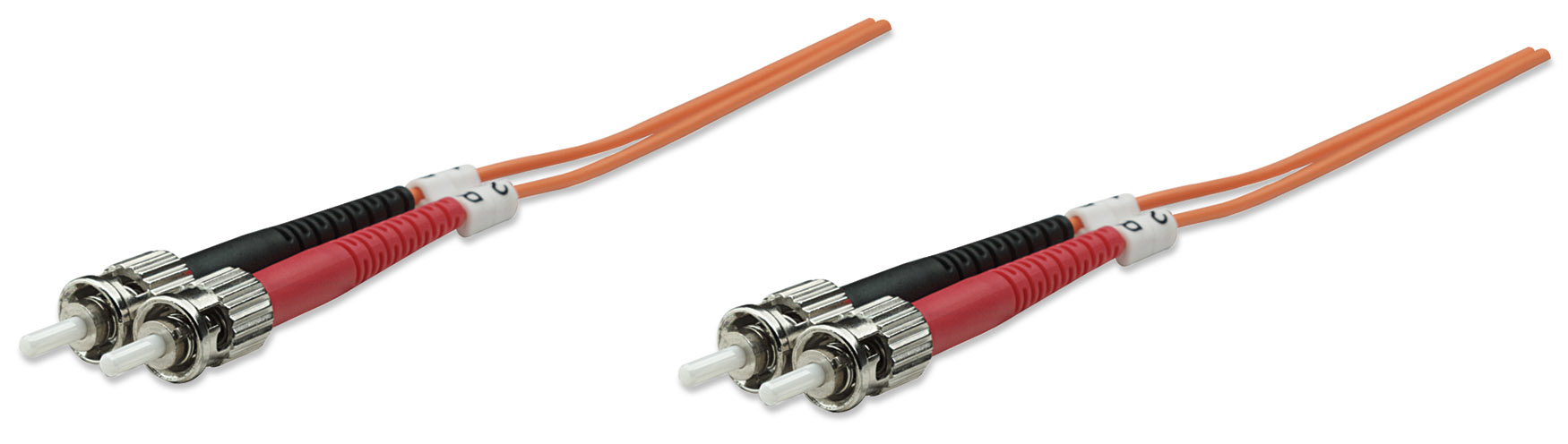 Intellinet Fiber Optic Patch Cable, OM1, ST/ST, 2m, Orange, Duplex, Multimode, 62.5/125 µm, LSZH, Fibre, Lifetime Warranty, Polybag