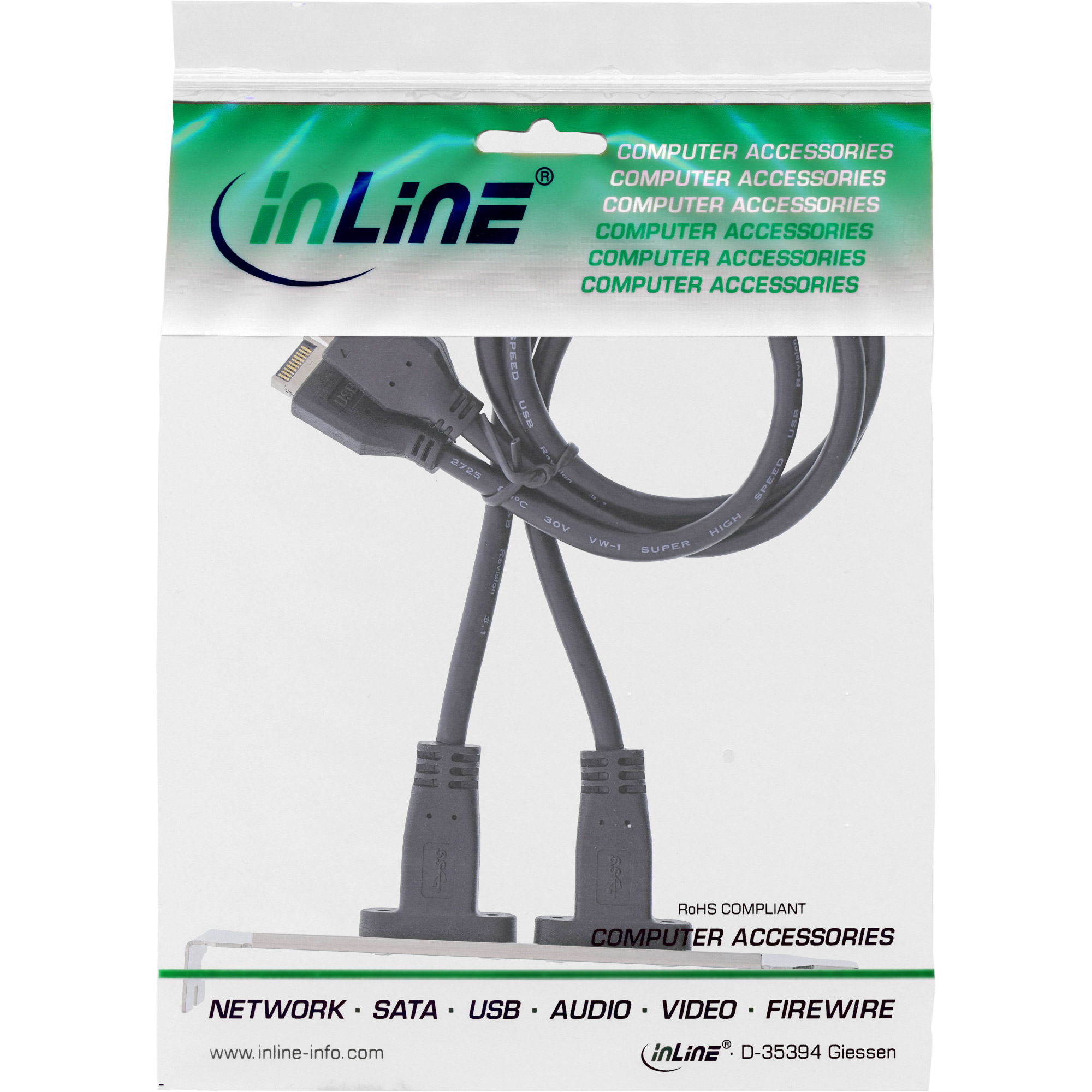 InLine Slot bracket USB-C to USB 3.2 front panel Key-A internal, 0.5m – image 2