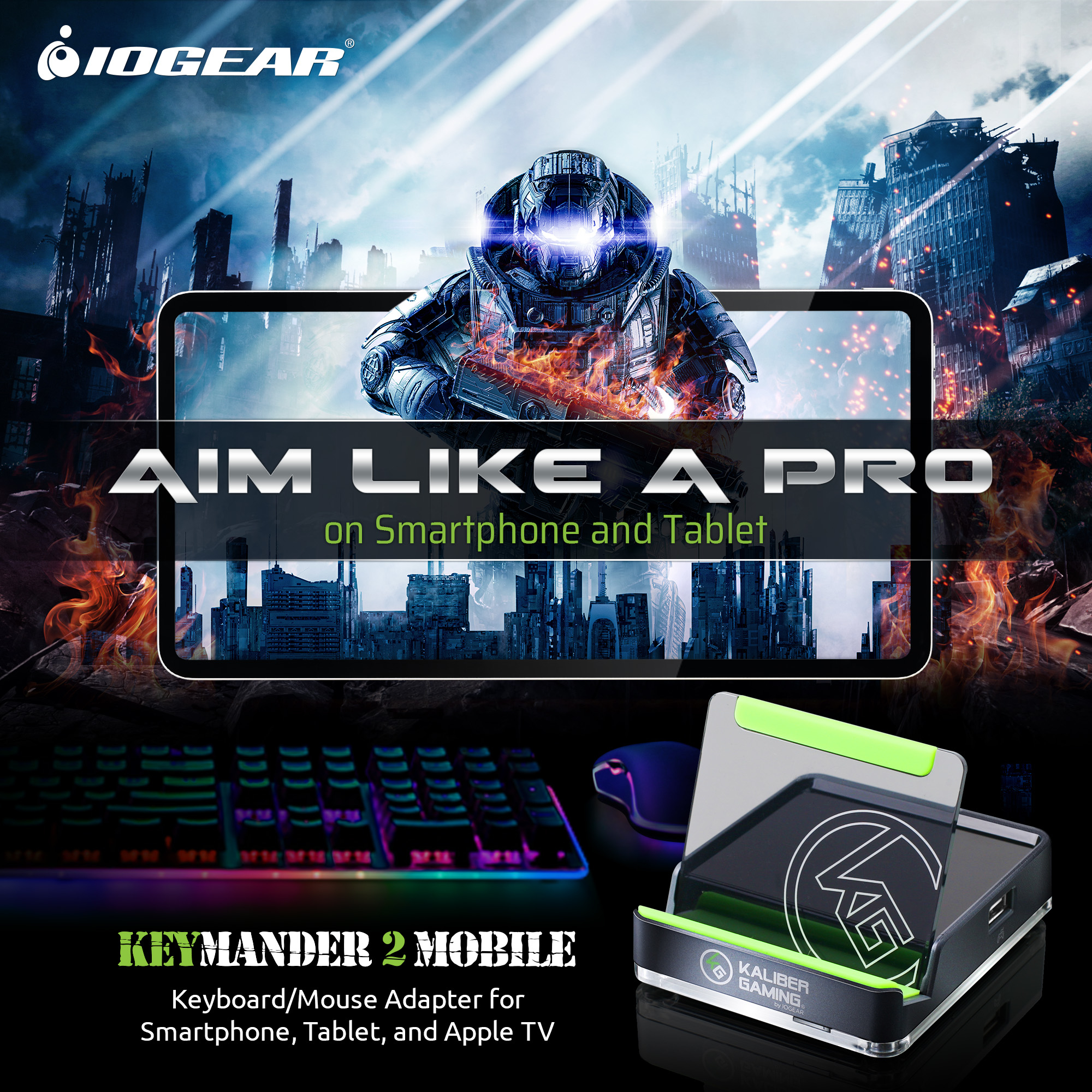 Kaliber Gaming by IOGEAR KeyMander 2 - Keyboard/mouse adapter for mobile phone, tablet, digital multimedia receiver, game controller
