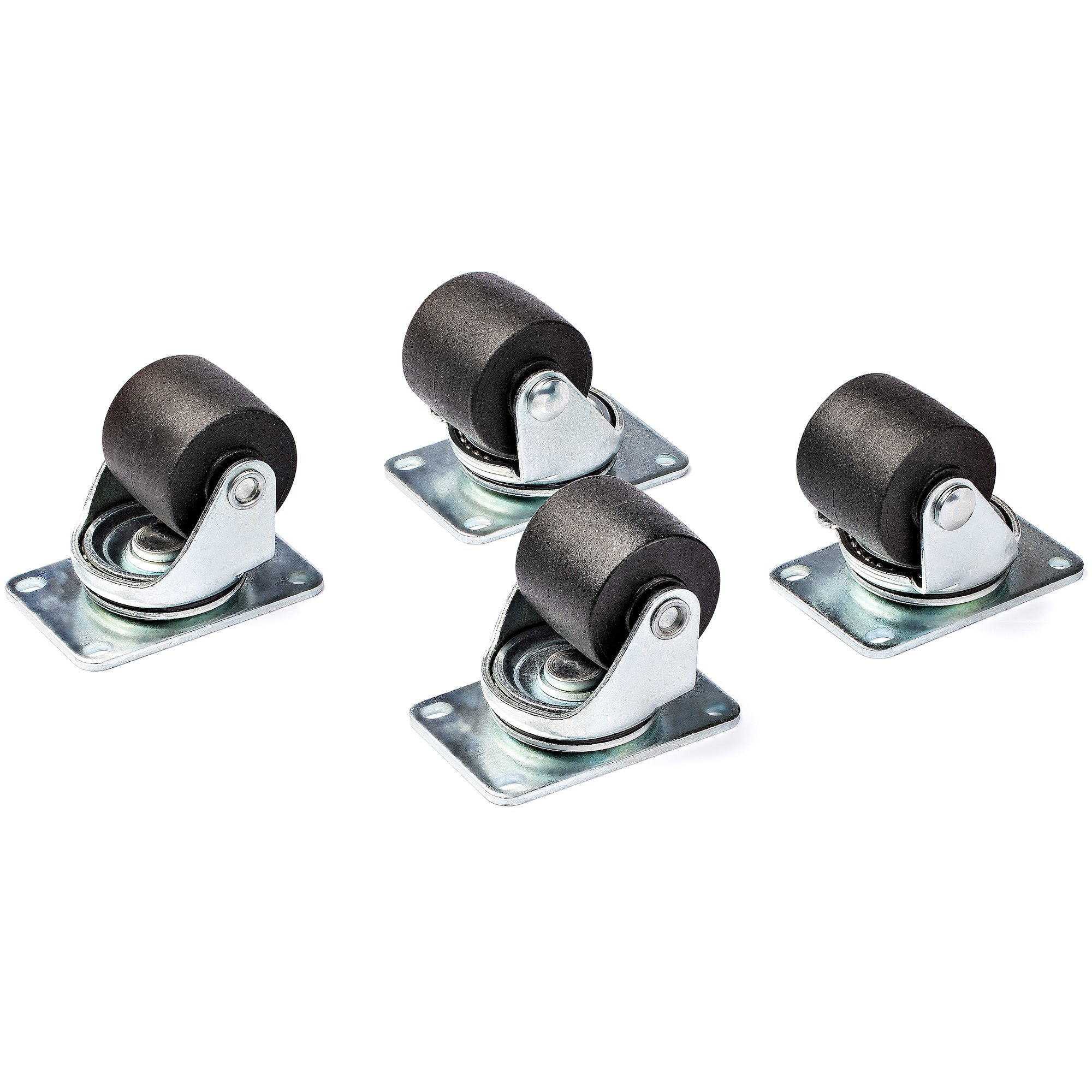 StarTech.com Heavy Duty Casters for Server Racks/Cabinets, Set of 4 Universal M6 2-inch Swivel Caster Kit, 45x75mm Pattern, Replacement Caster Wheels for 4 Post Racks, Steel/Plastic - 4-Pack Rolling Caster Kit (RKCASTER2) - Rack casters kit - black, silver