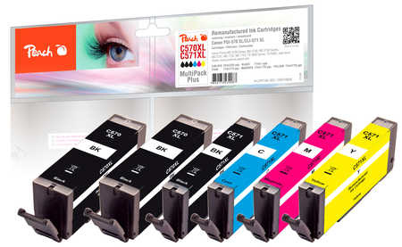 Peach Multi Pack Plus, compatible with Canon PGI-570XL*2, CLI-571XL