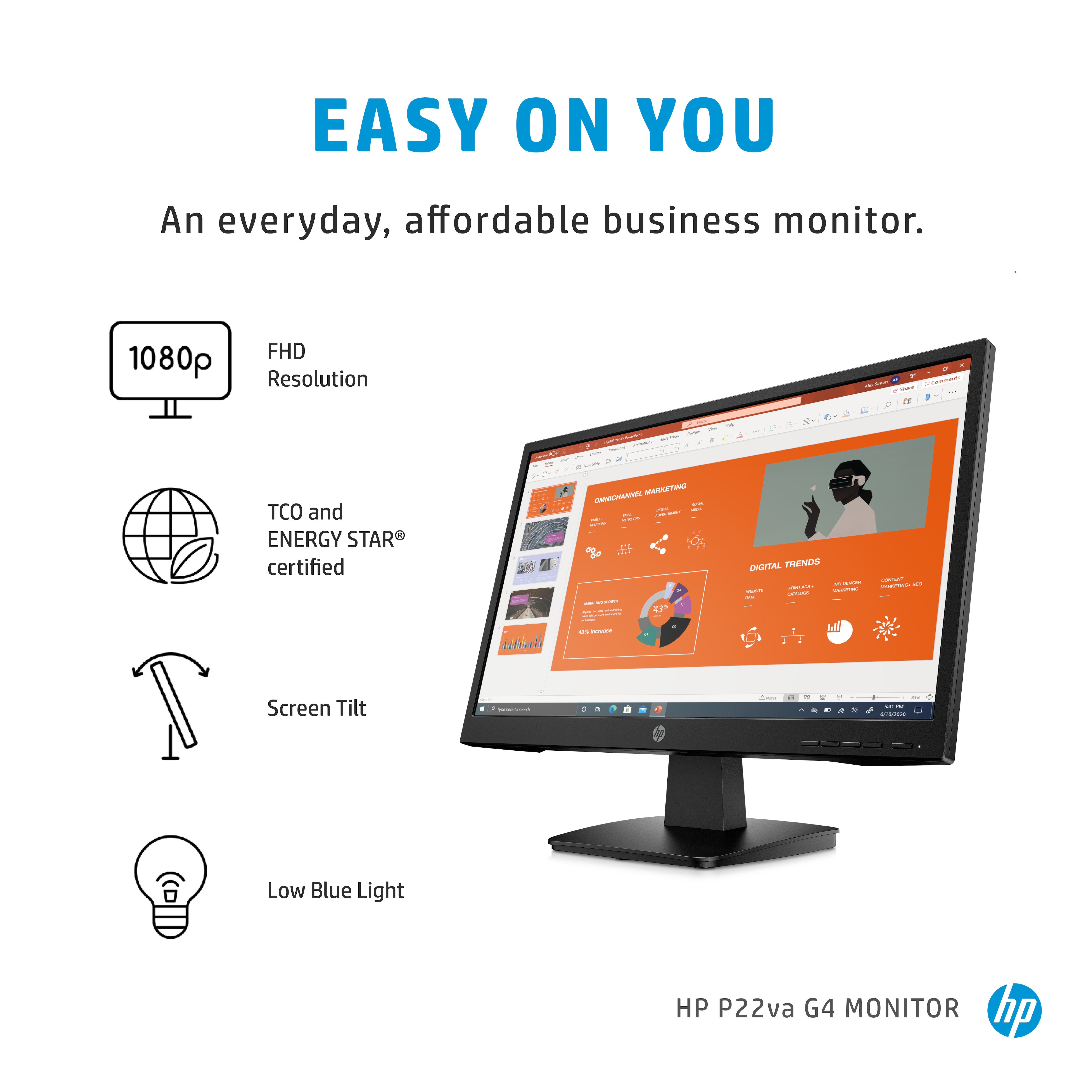 HP P22va G4 computer monitor 54.6 cm (21.5″) 1920 x 1080 pixels Full HD LED Black image 8