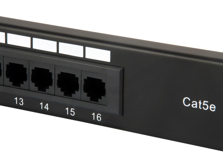 16-Port Cat.5e Ungeschirmtes Patch Panel, Black