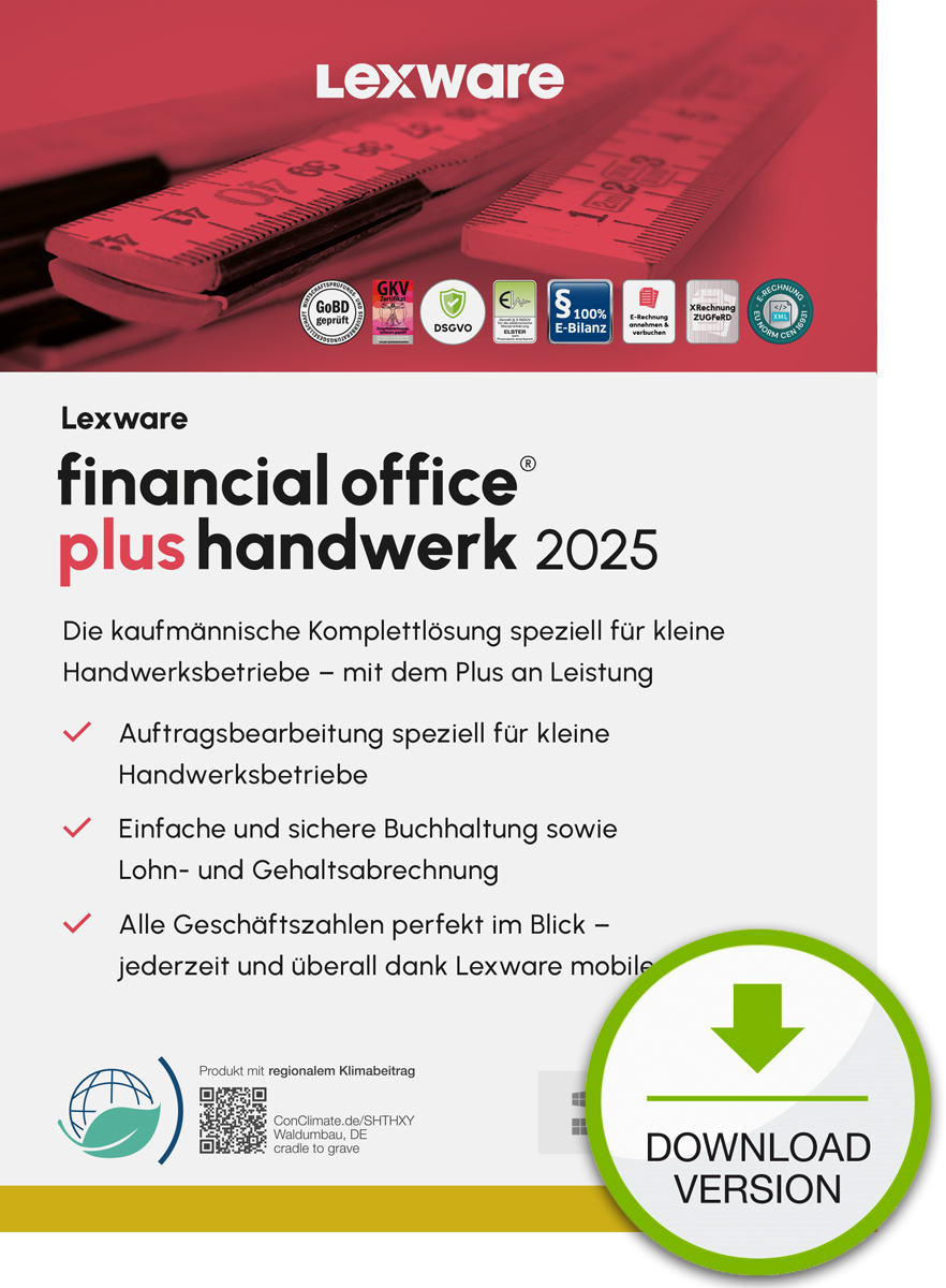Lexware financial office plus handwerk 2025 Download Jahresversion (365-Tage) Contabilità 1 anno/i